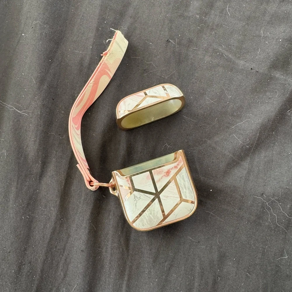 Apple Pink and White Earbuds Case